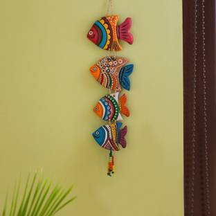 Sohibe Fish Handmade Main Door Latkan For Garden Decorative Wall Hanging Decorative Showpiece  -  47 cm