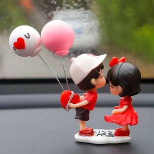LAVITRA Car Dashboard Cute Love Couple Love You too Balloon Car Interior Showpiece Desk Decorative Showpiece  -  11 cm
