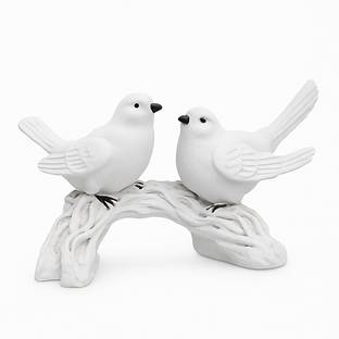 KL Brothers Beautiful White Bird Idol for Showcase, Living Room & Table Decoration Decorative Showpiece  -  9 cm
