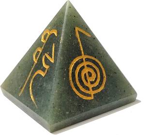CRYSTU Green Jade Pyramid Reiki Healing Stone for Vastu Correction 50 mm Decorative Showpiece  -  5 cm