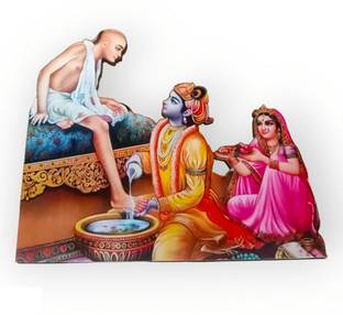 Firmus Shri Krishna Sudama Friendship MDF Set Cutout Janmashtami & Festive Decoration Decorative Showpiece  -  12.5 cm