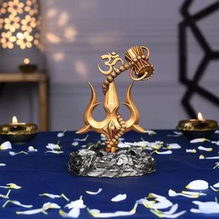 sanskaari Resin Adiyogi shiva Damru Trishul idol for Car Dashboard, shiv / shiva idol Decorative Showpiece  -  10 cm