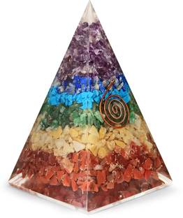 SOLAVA Original 7 Chakra Pyramid Crystal for Money Health GoodLuck Vastu Chakra Healing Decorative Showpiece  -  10 cm