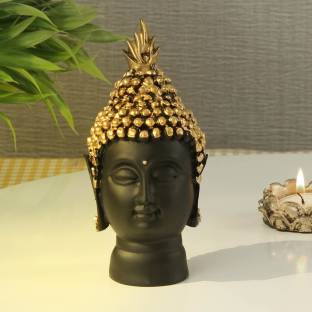 TIED RIBBONS Buddha Head Statue - Decorative Buddha Idol Showpiece for Home Living Room Table Decorative Showpiece  -  13.7 cm