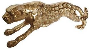 Shubh Sanket Vastu 14" Zinc Golden Leopard Jaguar Statue Decorative Showpiece  -  10 cm