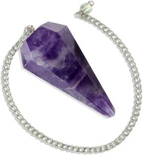 RESHAMM LIFE CARE Natural Energized Amethyst Dowser Pendulum with Chain Decorative Showpiece  -  4 cm