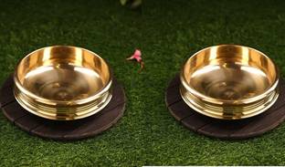 HOIVA (Pack of 2) Brass Uruli Bowl Home Decor for Vastu Puja/ Gift/Vishu- 4inch Decorative Showpiece  -  5 cm