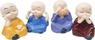 sidak Laughing Buddha Statue for Home Decor (Set of 4 Pcs) Decorative Showpiece  -  6 cm