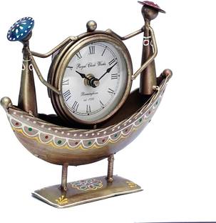 Bhavya Art and Craft Handcrafted Tribal Couple Boat Showpiece Clock Decorative Showpiece  -  18 cm