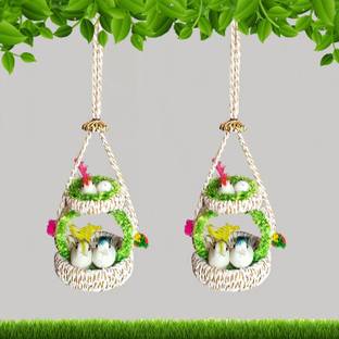 The Shine Store Home Décor Artificial Birds Nest Made of Natural Jute Rope for Wall Hanging Decorative Showpiece  -  30 cm
