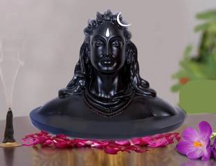 YDI Lord Shiva in Dhyana Mudra Adiyogi Shiva Idol for Home Decor, Gift & Puja, Matte Black Decorative Showpiece  -  16.5 cm