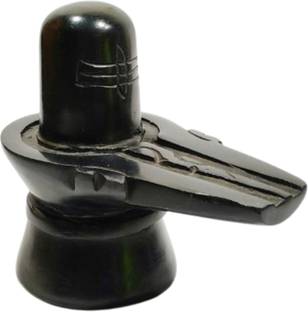 SUKHALAYA Black Shiva Lingam | Black Shivling Murti for Temple, Home, Jalabhishekam Decorative Showpiece  -  7.5 cm