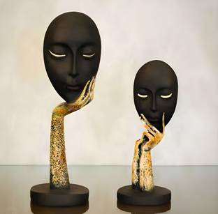 Devos Decor Antique Trophy face home decor handicraft decorative showpiece statue gift Decorative Showpiece  -  28 cm