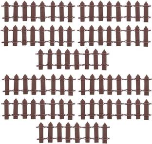 P s retail Fence Miniatures for Fairy Garden Ornamental Decorative Fencing- Brown-(10 pcs/Set) Decorative Showpiece  -  3 cm