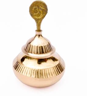 Koil Brass Sindoor Dibbi with Salai/Stick Kumkum Box, Sindoor Dani 2 inch Decorative Showpiece  -  7.5 cm