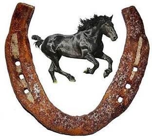 THE OREVA KRAFT Black Horse Shoe, Kale GODE KI NAAL for Good Luck and Prosperity Decorative Showpiece  -  9 cm