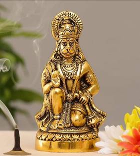 Handicraft Hub Hanuman ji Statue Sitting Pawan Putra, Alija,Idol Bajrangbali Murti Gift Article Decorative Showpiece  -  16.5 cm