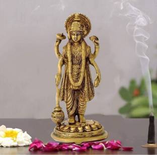 krishnagallery1 Brass Standing Vishnu Bhagwan Murti Statue Pure Brass Panchdhatu, डेकोरेटिव शोपीस  -  8 cm