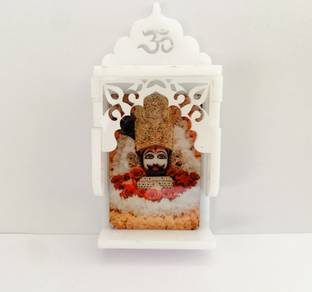 Pawandeep Khatu Shyam Temple for Car Dashboard White Acrylic डेकोरेटिव शोपीस  -  8 cm