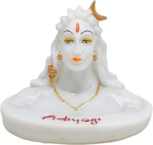 G LOOKS Adi Yogi Marble Dust Statue/ Shiva Idol for home and Car Dashboard 5 Inch Decorative Showpiece  -  13 cm