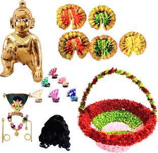 Poshak Bhandar 2 No. Size Laddu Gopal For Temple,3 Inch ,full combo डेकोरेटिव शोपीस  -  10 cm
