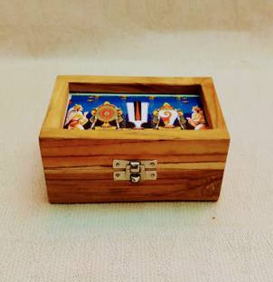 Puja Celebrations Wooden Thiruman Box Thenkalai Decorative Showpiece  -  5 cm