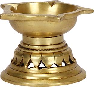 utsavicraft Brass Superfine 5 Wick Diya Deepak Decorative Showpiece  -  5.8 cm