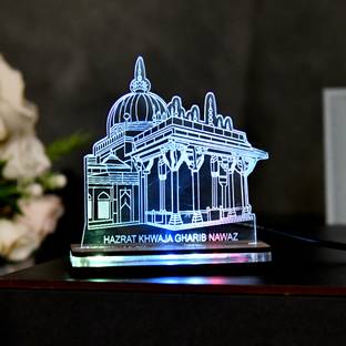 KhwajaDarbar Ajmer Sharif Dargah LED Multicolor Lights Showpiece USB Powered Car Dashboard Decorative Showpiece  -  11 cm