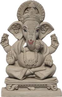 KSI Eco Friendly 9 Inch Ganpati Idol Dagdusheth Mukut for Home Visarjan Decorative Showpiece  -  18.5 cm