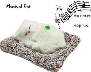 Love Kart Love Kart Musical Cat Meow Sound For Home Decor Table Car Dashboard Gifting Decorative Showpiece  -  18 cm