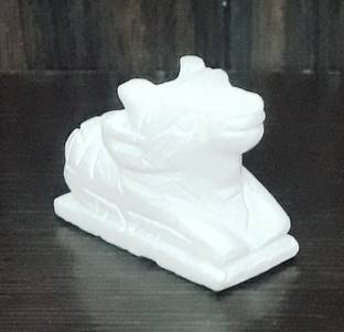 KRAFT CLOUDS Natural Marble Nandi Small For Pooja Puja home mandir temple| For Car dashboard Decorative Showpiece  -  4 cm