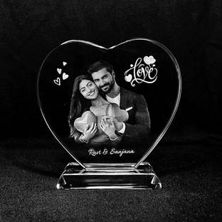 VALENTINAGIFT 3D Laser Engraved Crystal For Birthday & Anniversary Gifts – VTHEART10 Decorative Showpiece  -  100 cm