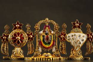 ASTRAMART THIRUPATHI BALAJI /VENKATESWARA IDOL FOR CAR DASHBOARD , POOJA ROOM , OFFICE Decorative Showpiece  -  10 cm