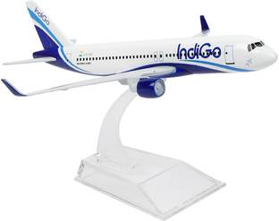 FAVHOME Indigo Airlines Die Cast Metal Air Plane Aeroplane Model Decorative Showpiece  -  16 cm