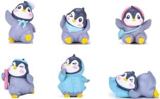 BHOOLU&GOOLU Cute Miniature Funny Little Penguin - 6 Pcs Set ( Hight : 4 cm) Decorative Showpiece  -  4 cm