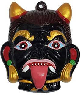Dev Samagri Metal Black Nazar Battu Wall Hanging Face Mask Protection from Evil Eyes Decorative Showpiece  -  14 cm