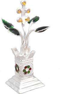 KMJ pure silver tulsi plant for pooja and gifting purpose (wt. 5.5 gms) Decorative Showpiece  -  4 cm