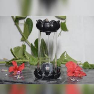 Starpion Lotus Glass With Shivling Incense Holder with 30 Scented Cones Free Inside Box Decorative Showpiece  -  22 cm