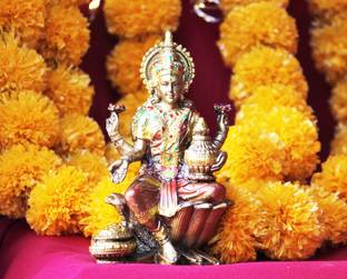 BECKON VENTURE Handicraft Radiant Resin Maa Laxmi:The Goddess of Prosperity &Abundance for Home Decorative Showpiece  -  18 cm