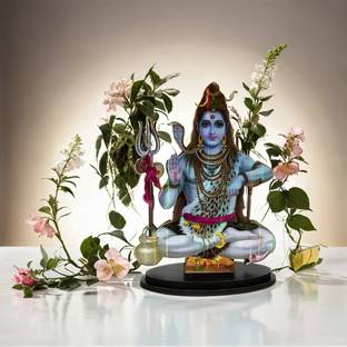 Adhvik Mdf Cutout Shiv/Mahadev/Bholebaba/Mahakal 2d Wooden Sticker Statue God Stand Decorative Showpiece  -  10 cm