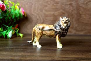 Antiques Nirmala Brass Lion Trinket Box For Hide Expensive Jewelry Decorative Showpiece  -  7.5 cm