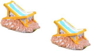 BHOOLU&GOOLU Beach Chair Fairy Garden Figurine Miniature - 2 Pcs Set (Size: 3X3 cm) Decorative Showpiece  -  3 cm