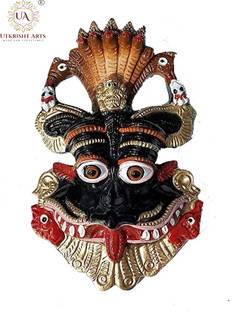 Utkrisht Arts Metal Keerthi Mukudu/Kirthimukha Mahakal Face Nazar Battu Evil/Devil Protector Decorative Showpiece  -  15 cm