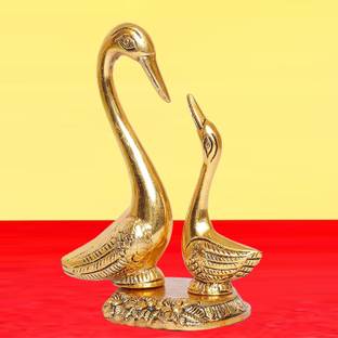 Kitlyn Metal Gold Plated Kissing Duck/Love Birds For Home/Office/Table/Desk Decorations Decorative Showpiece  -  12 cm