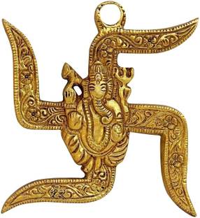Instalogy Wall Hanging Swastik Ganesh for Door/Office/Hiome/Prosperity Decorative Showpiece  -  10 cm