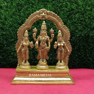 RAMA METAL BRASS VISHNU SRI DEVI BHOO DEVI IDOL Decorative Showpiece  -  20 cm
