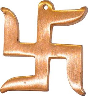 Kesar Zems Big Swastik Pure Copper Wall Hanging For Vastu Energy Helix Decorative Showpiece  -  12 cm