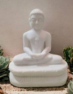 Femina beautty Mahavir Jain Ji Marble Statue Figurine Idol 8 inch Mahaveer Jain ji Decorative Showpiece  -  20 cm