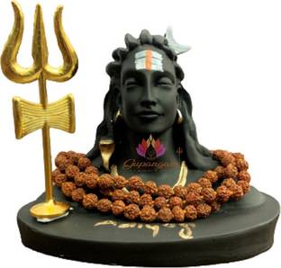 Gupangam Big Size Adiyogi idol With Trishul/Rudrasha mala/double side tape 13cm Decorative Showpiece  -  13 cm