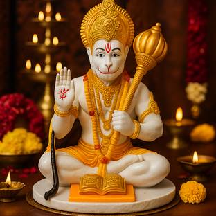NIHARIKA HANDICRAFT Hanuman Ji Idol for Car Dashboard & Home | Small Marble Look Bajrangbali Decorative Showpiece  -  8.5 cm